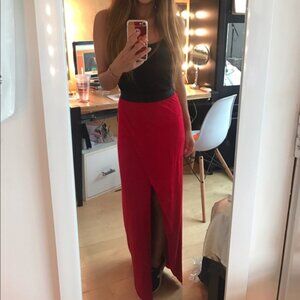 MASON by Michelle Mason Red Split-front Maxi Skirt